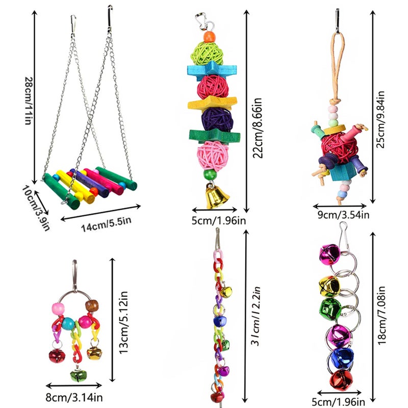ESRISE 8 Pcs Parakeet Cockatiel Bird Toys, Parrots Cage Accessories Swing Wooden Perch Chewing Toy for Budgerigar, Conures, Love Birds, Finches, Budgies - Image 5